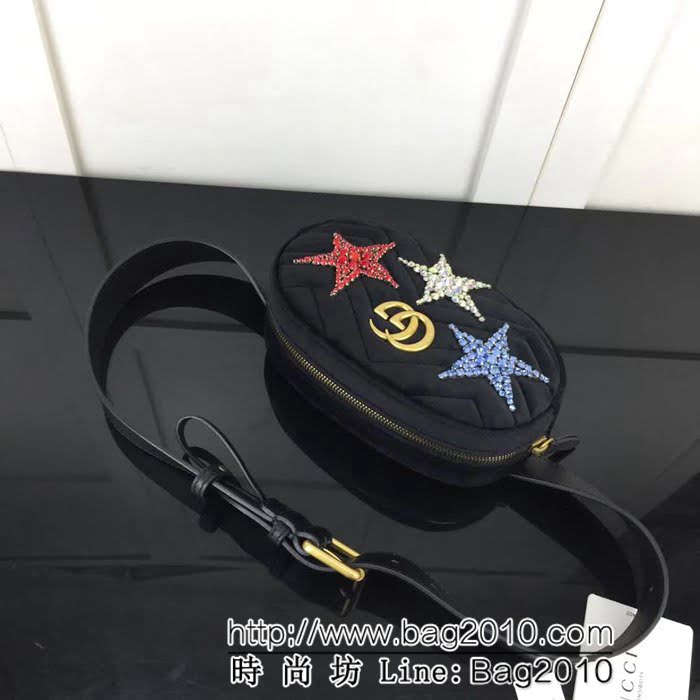 GUCCI古馳頂級原單 新款專櫃品質 實物實拍 476434天鵝絨五角星克色腰包 HY1270